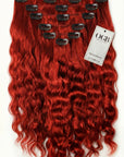 Fire Red Clip Ins Natural Waves