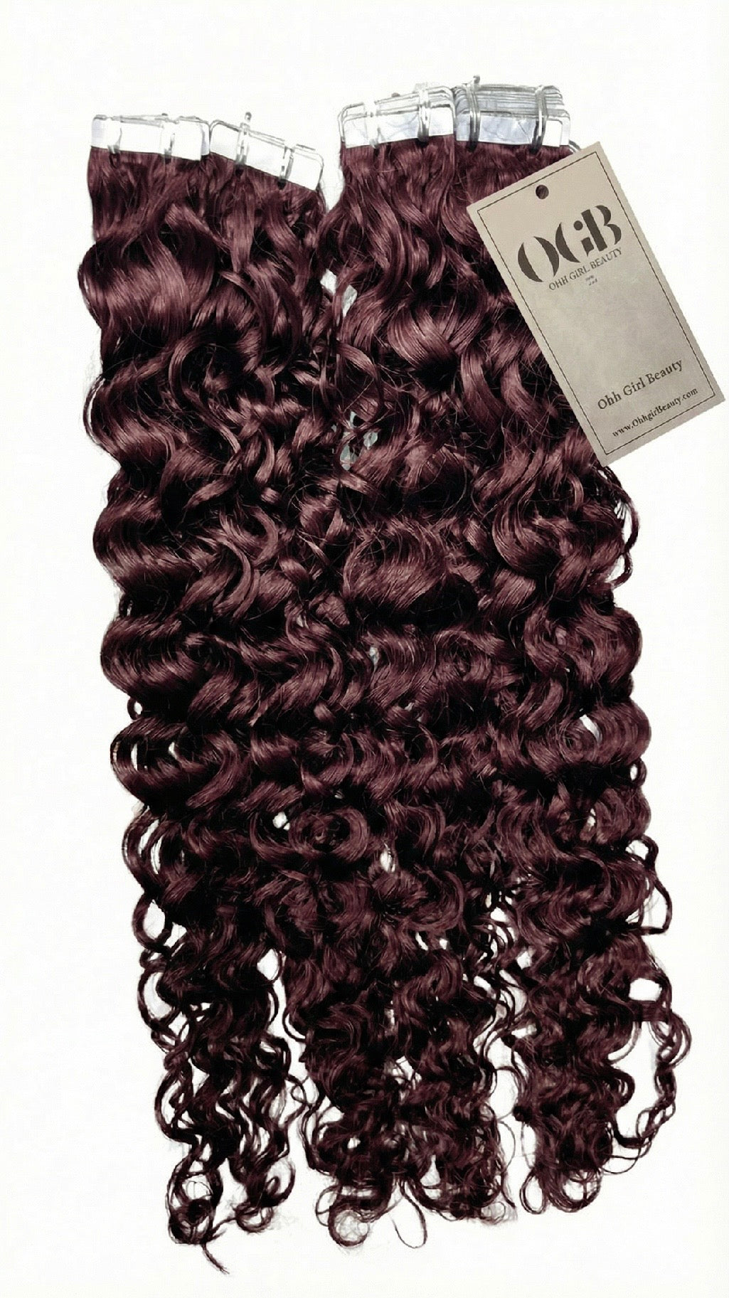 Burgundy Burmese Curly Tape-Ins