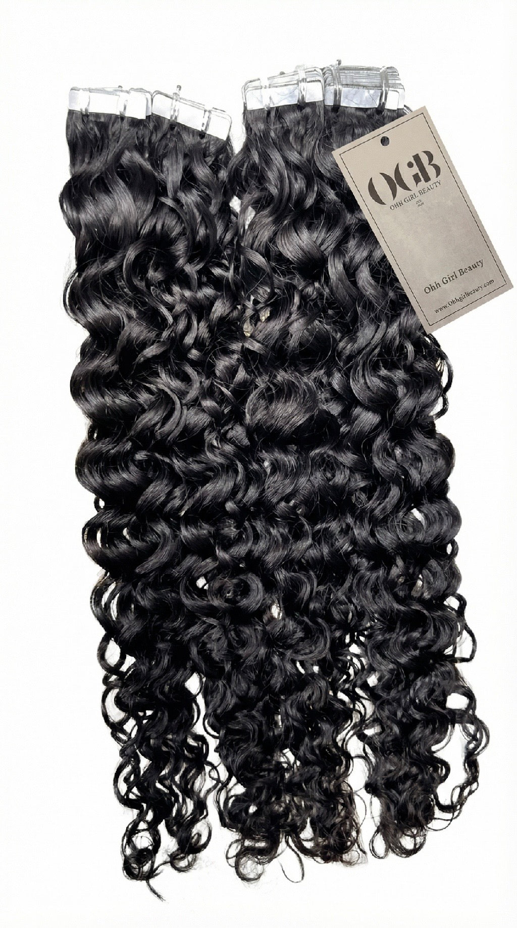 Jet Black Burmese Curly Tape-Ins